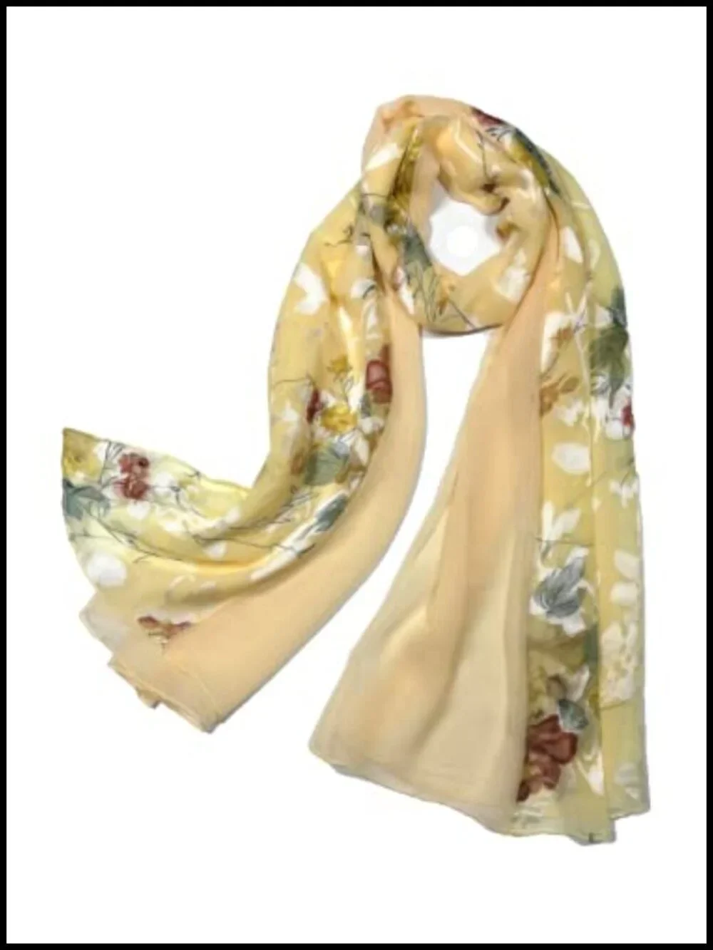 Silk Feel Floral Oblong Scarf Evening Shawl Wrap Pashmina